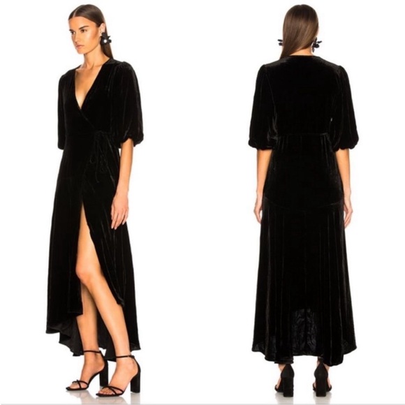 GANNI Silk Velvet Warp Dress in Black - Picture 5 of 16